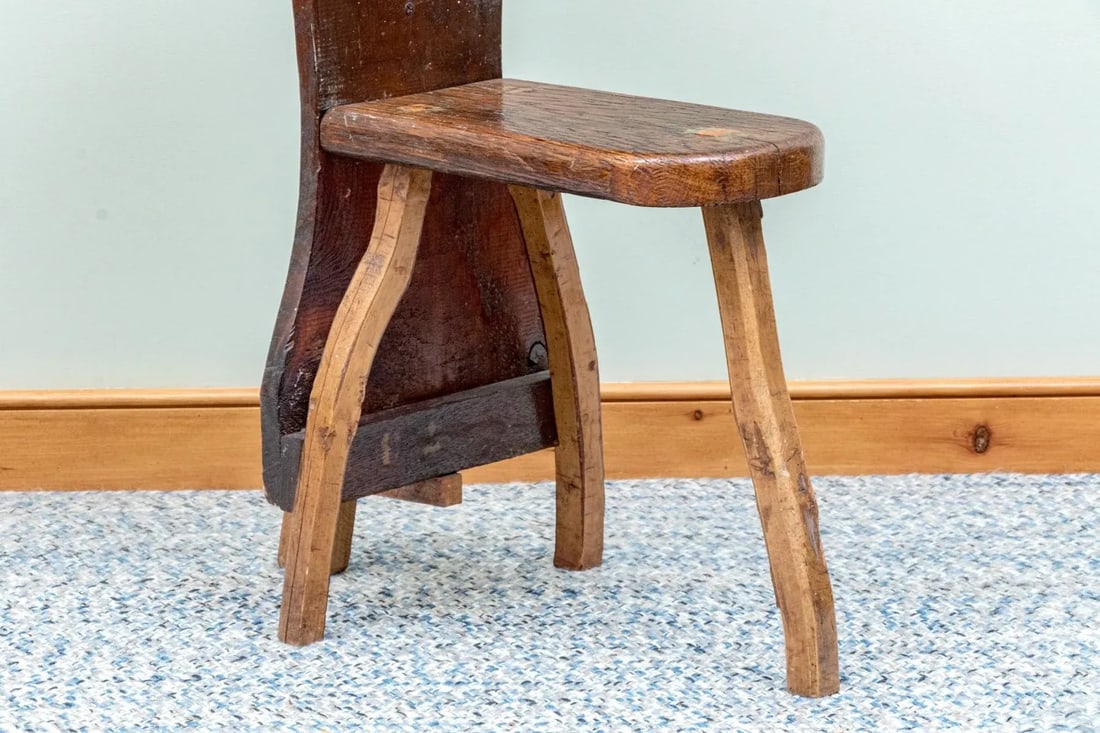 Early 20th Century One of a Kind Artisanal Primitive Hand-Carved Wood Chair - 5