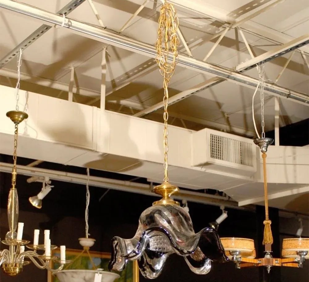 Orrefors Mid-Century Large Art Glass Pendant by Carl Fagerlund C. 1970 - 2