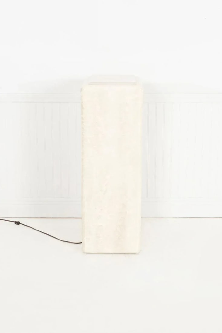 1970s Illuminating Faux Travertine Pedestal - 11