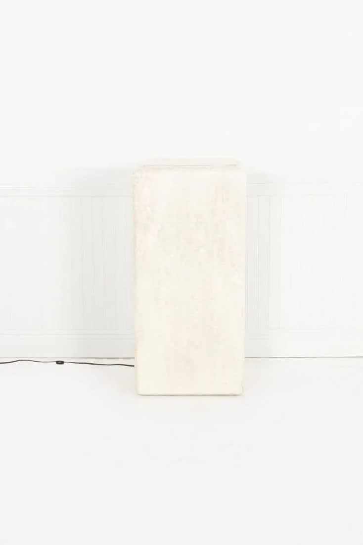1970s Illuminating Faux Travertine Pedestal - 4
