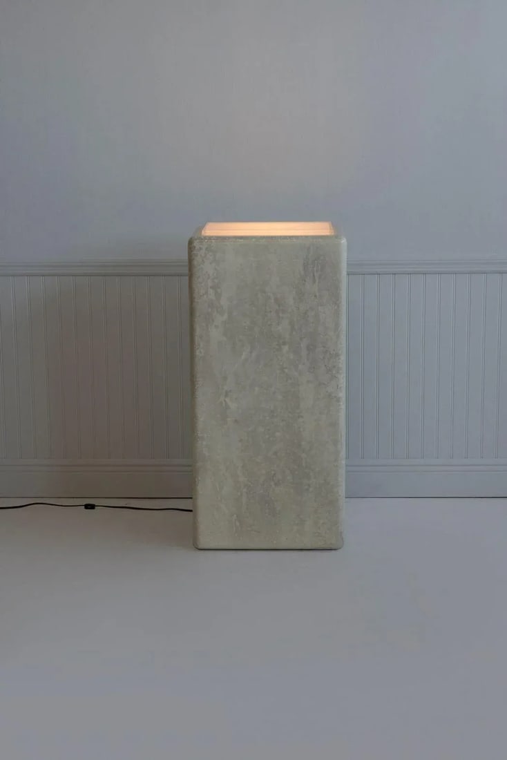 1970s Illuminating Faux Travertine Pedestal - 5