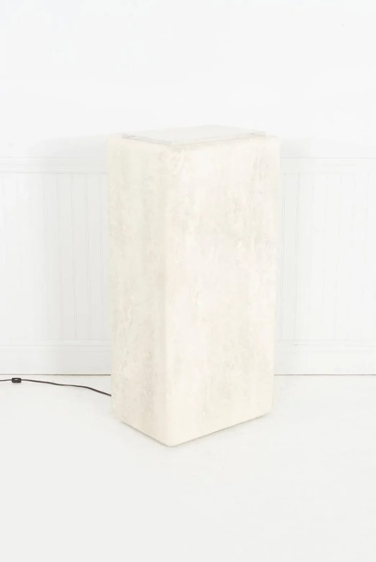 1970s Illuminating Faux Travertine Pedestal - 9