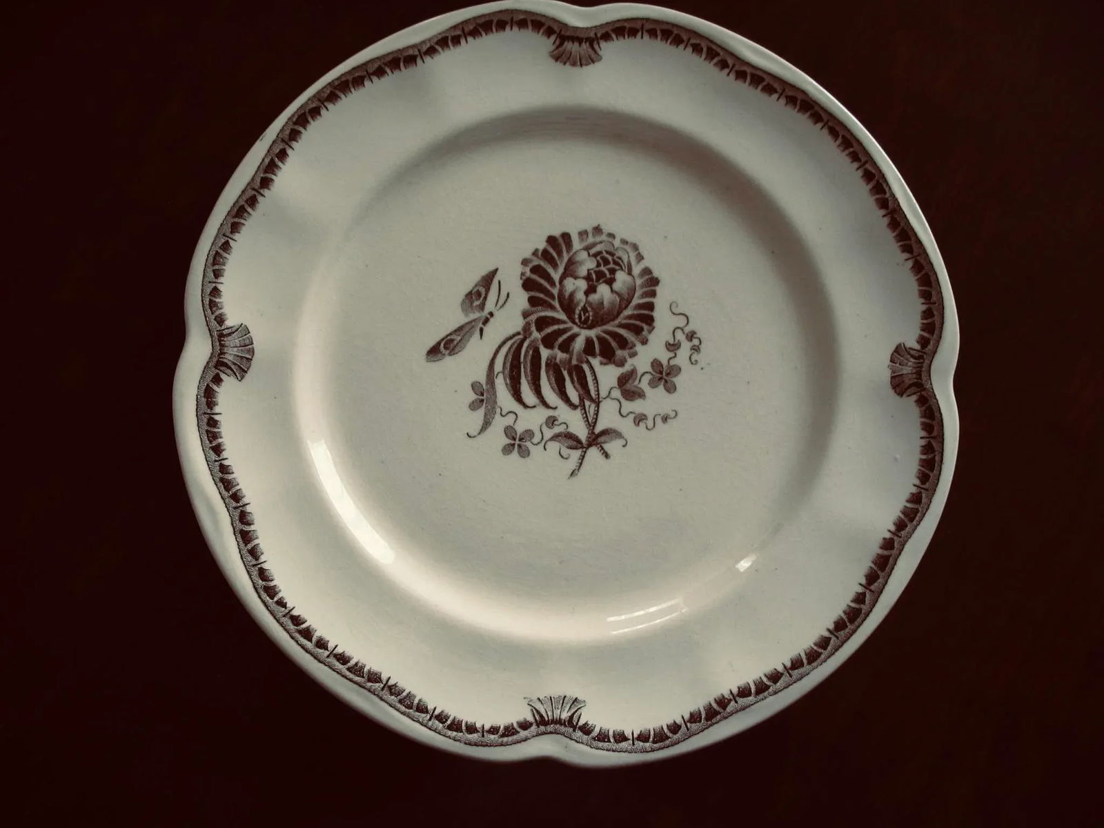 Gefle "Hera" Cream and Brown Glazed Porcelain China 56-Pc Dinnerware Set Circa 1930s by Herbert - 5