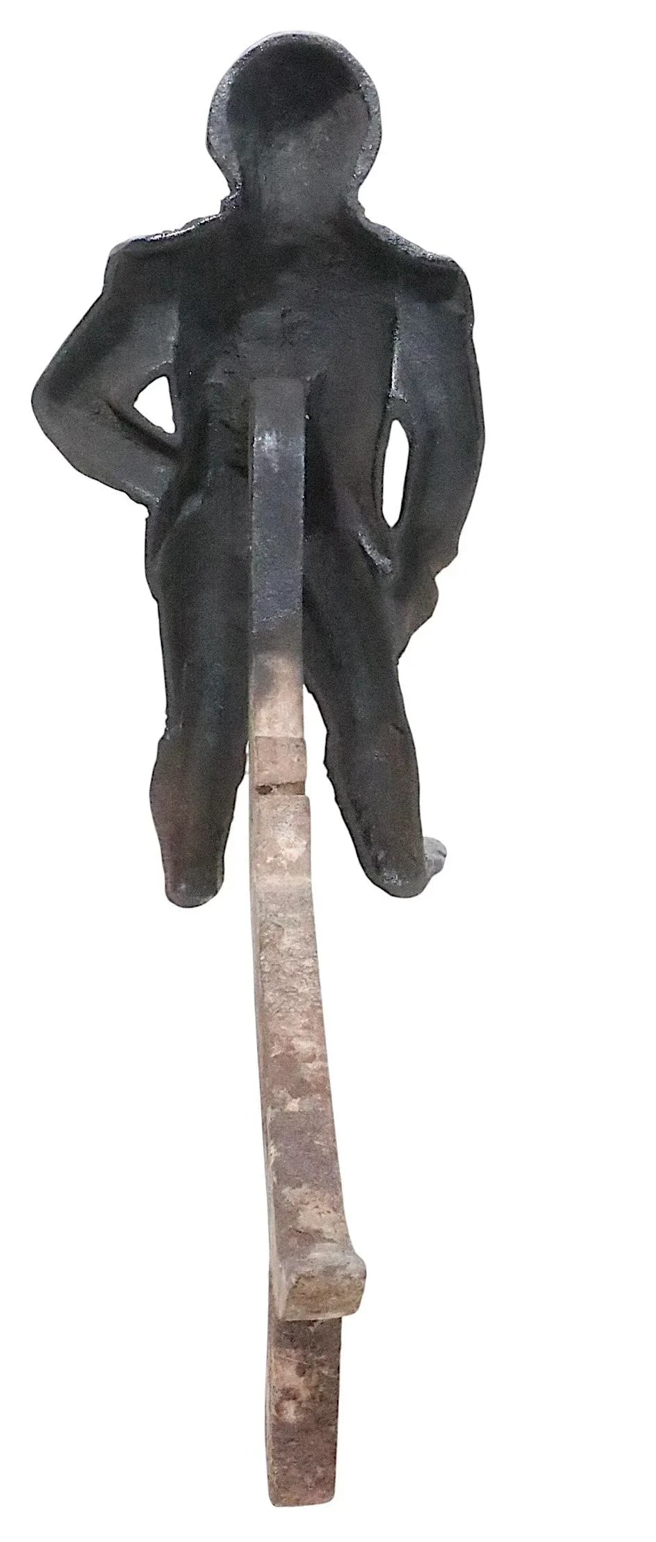 Pair of 19th Century Cast Iron Andirons Depicting George Washington - 5