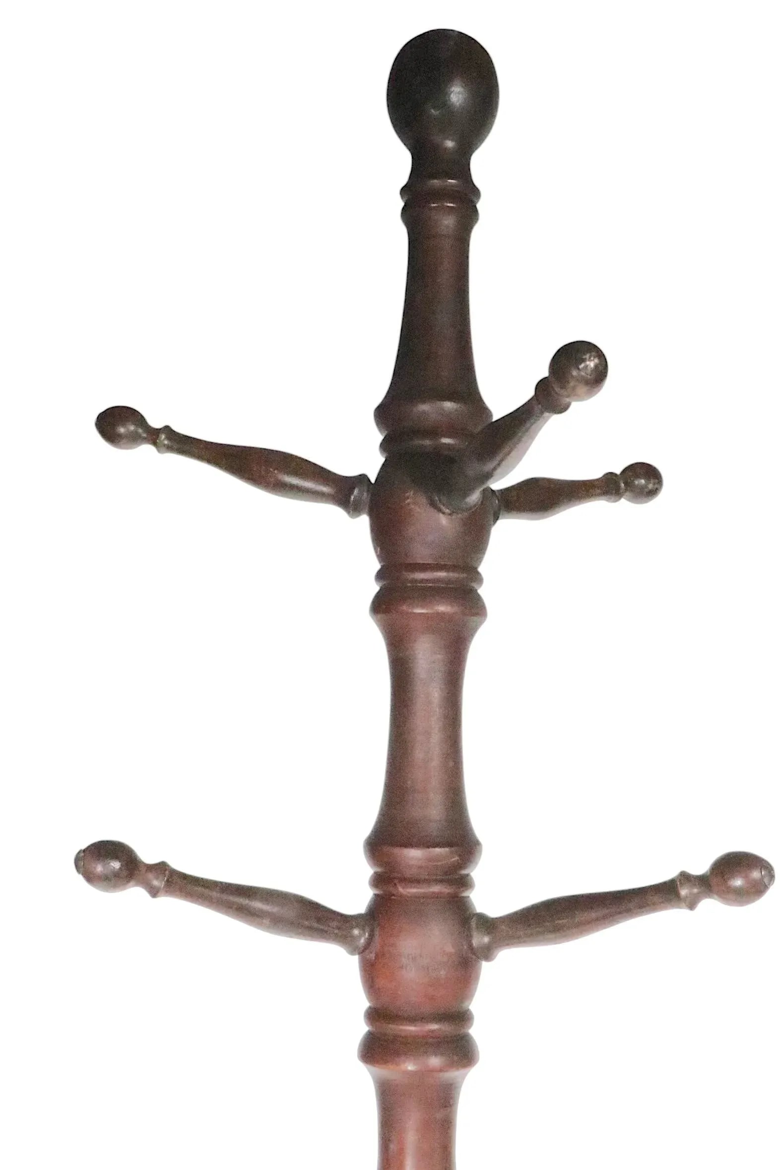 Turn of the Century Oak Victorian Arts and Crafts Coat Tree Rack Stand C. 1890/1920 - 9