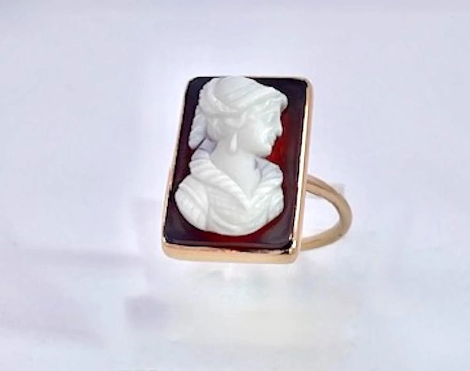 Late 19th Century Hardstone Cameo Ring 14k Yellow Gold, Size 6.5 - 3