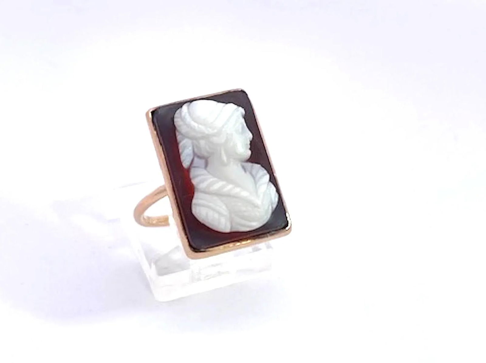 Late 19th Century Hardstone Cameo Ring 14k Yellow Gold, Size 6.5 - 4