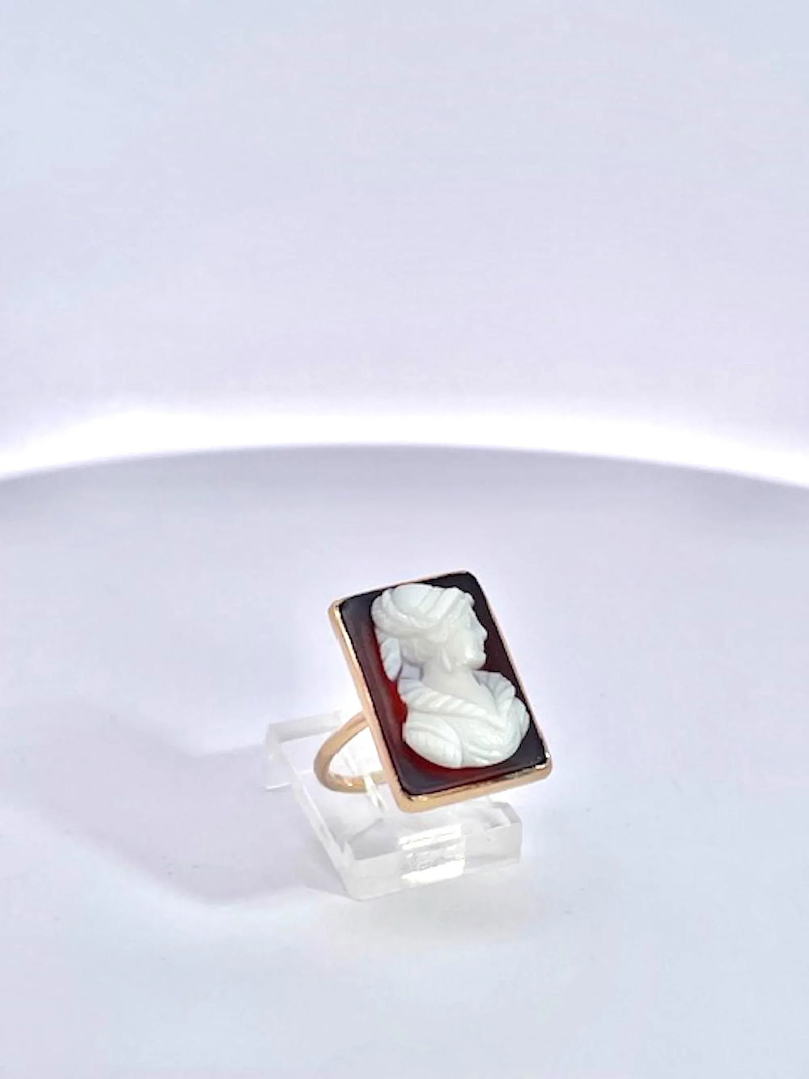 Late 19th Century Hardstone Cameo Ring 14k Yellow Gold, Size 6.5 - 5