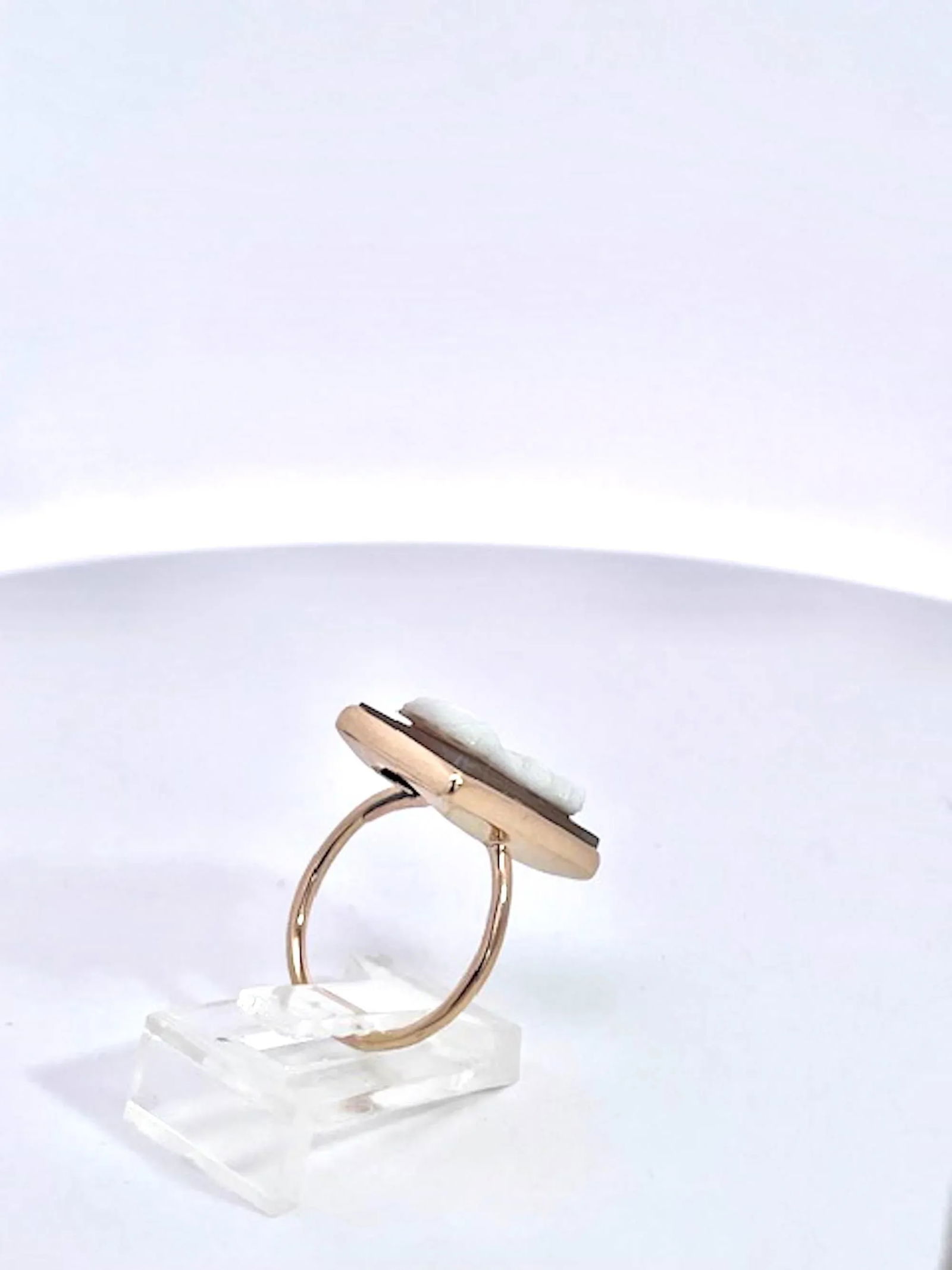 Late 19th Century Hardstone Cameo Ring 14k Yellow Gold, Size 6.5 - 7