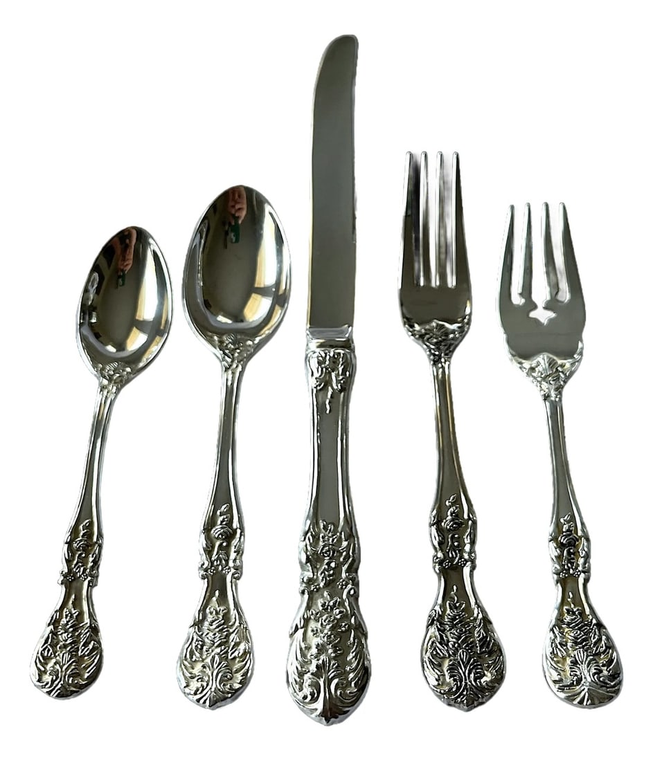 1980s Fb Rogers & Sons "French Rose" After Francis I Silver Plated Flatware Service for 10 With Serv (1 of 10)