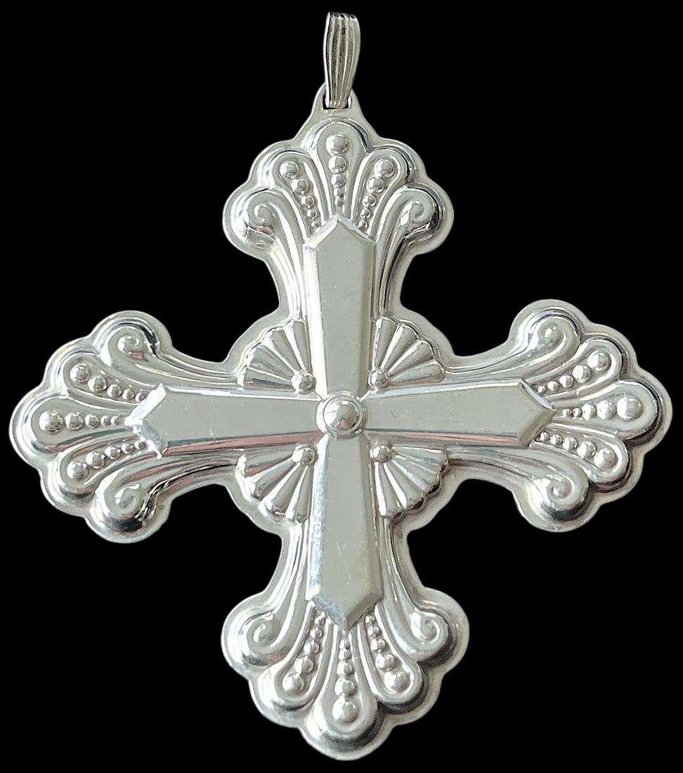 Set of 7 Reed & Barton Sterling Silver Christmas Ornaments – Cross & Star Series (1970s– - 2
