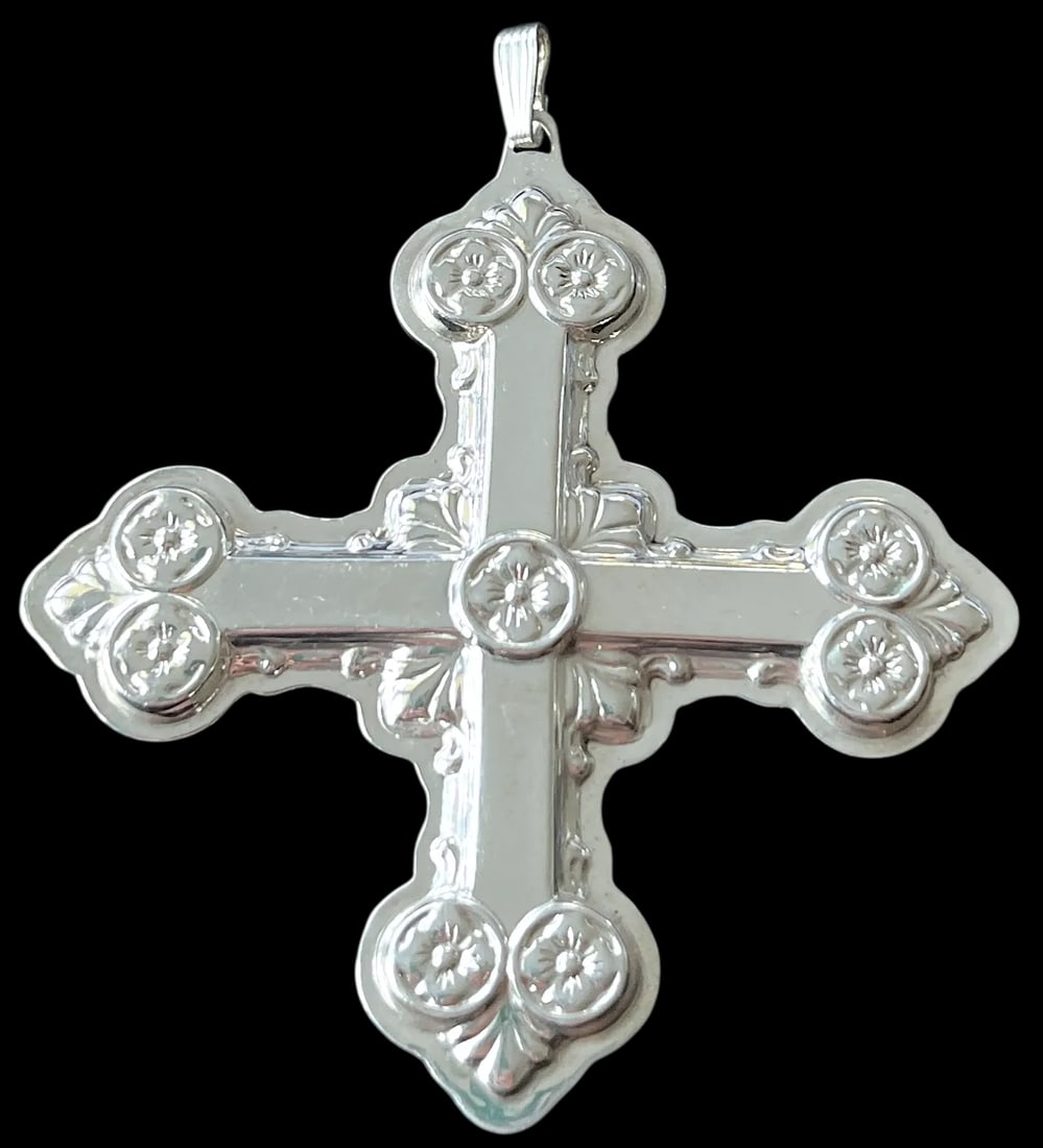 Set of 7 Reed & Barton Sterling Silver Christmas Ornaments – Cross & Star Series (1970s– - 5