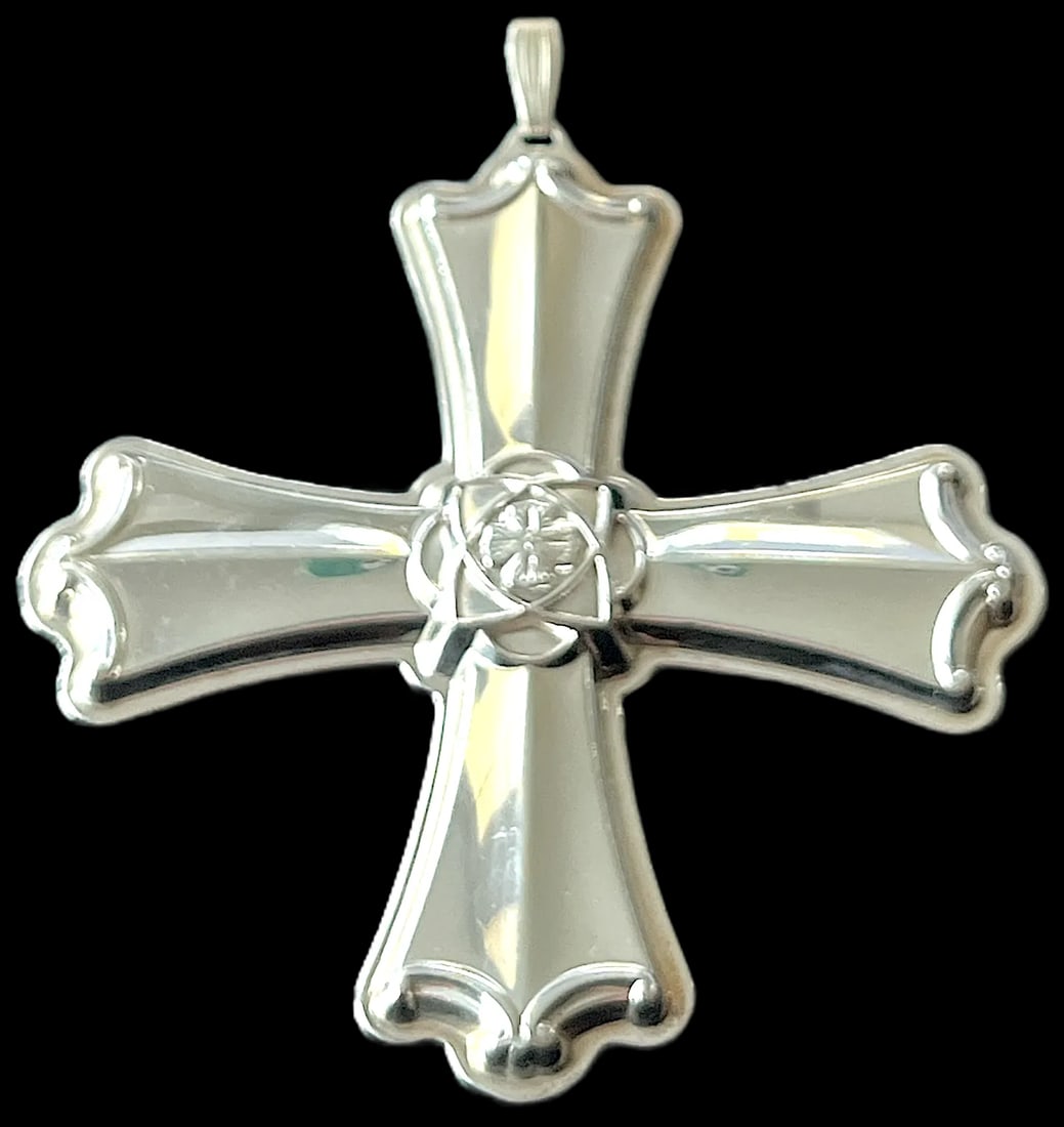 Set of 7 Reed & Barton Sterling Silver Christmas Ornaments – Cross & Star Series (1970s– - 7