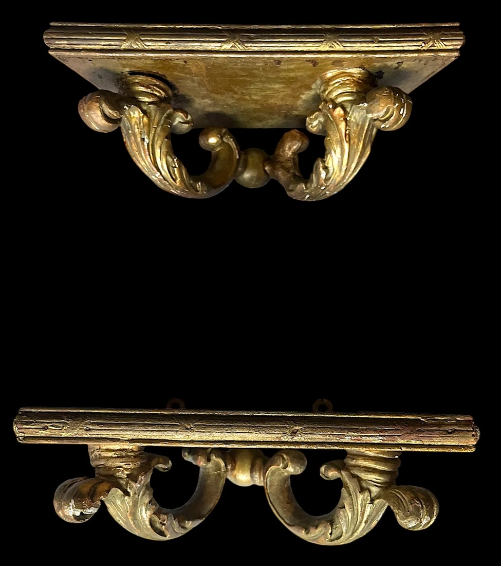 Antique Late 18th Century Italian Rococo Giltwood Wall Brackets – A Pair - 2