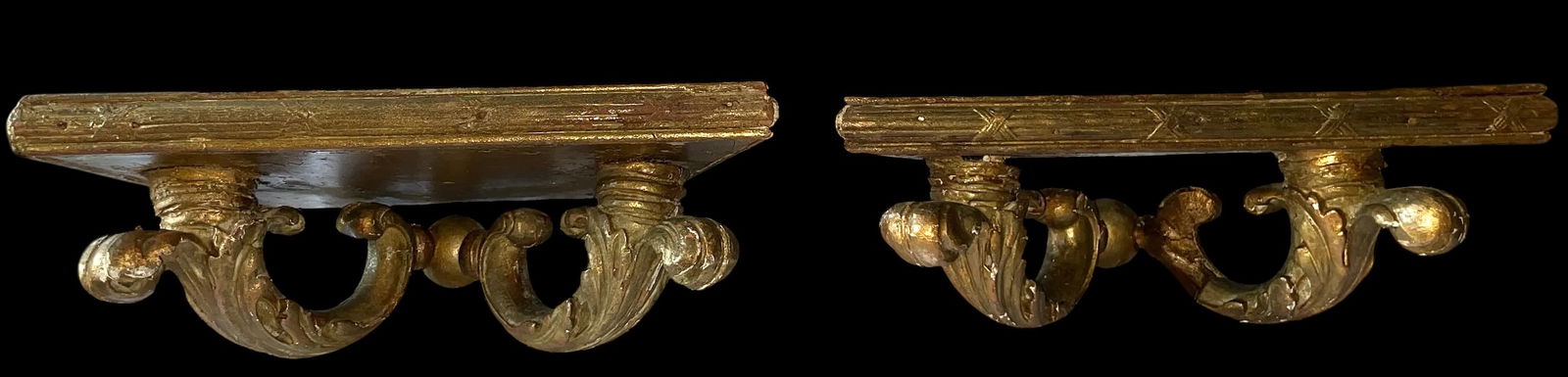 Antique Late 18th Century Italian Rococo Giltwood Wall Brackets – A Pair - 7