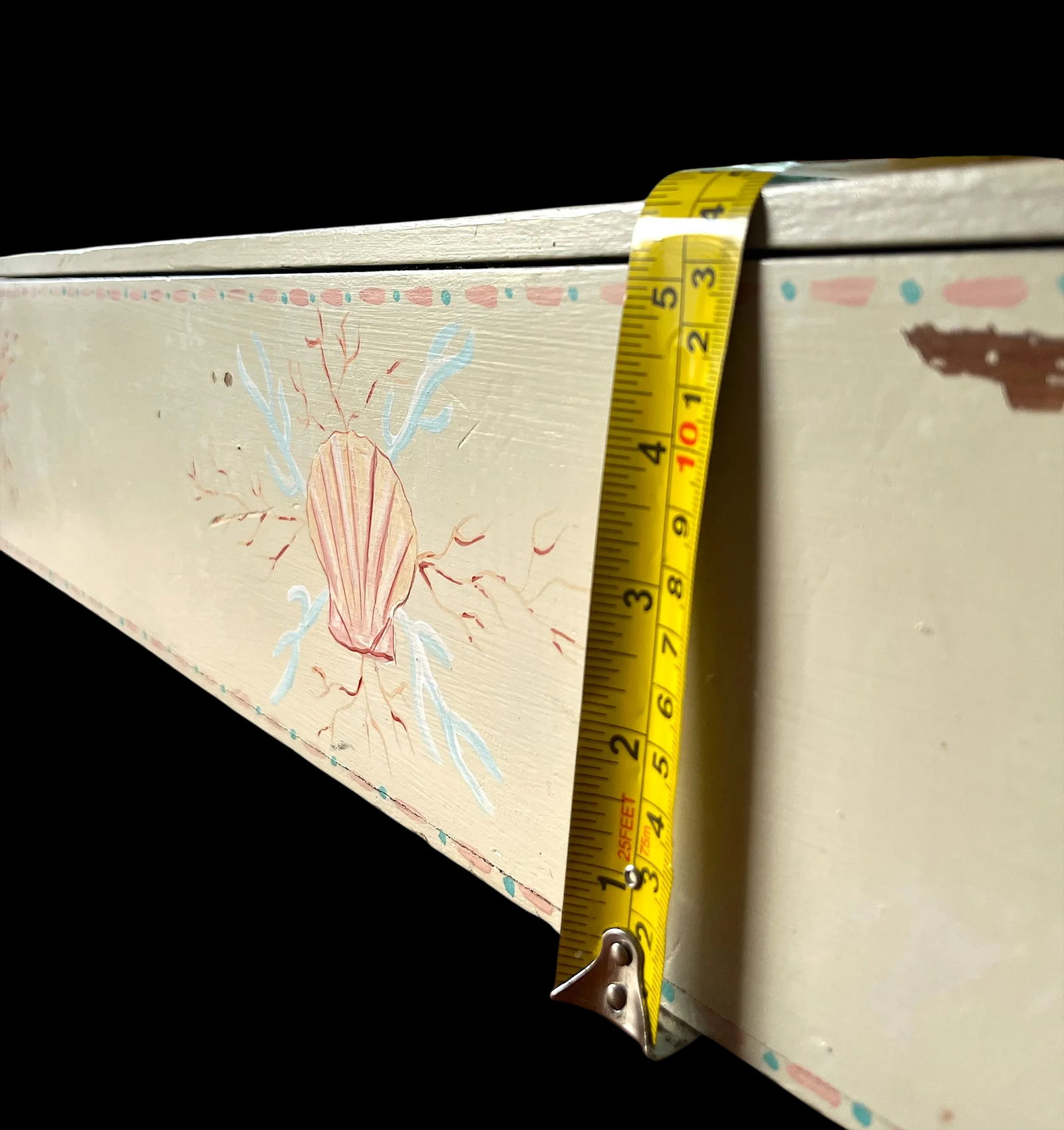 Early 20th Century Hand-Painted Large Seed Box With Seashell and Coral Motif - 11