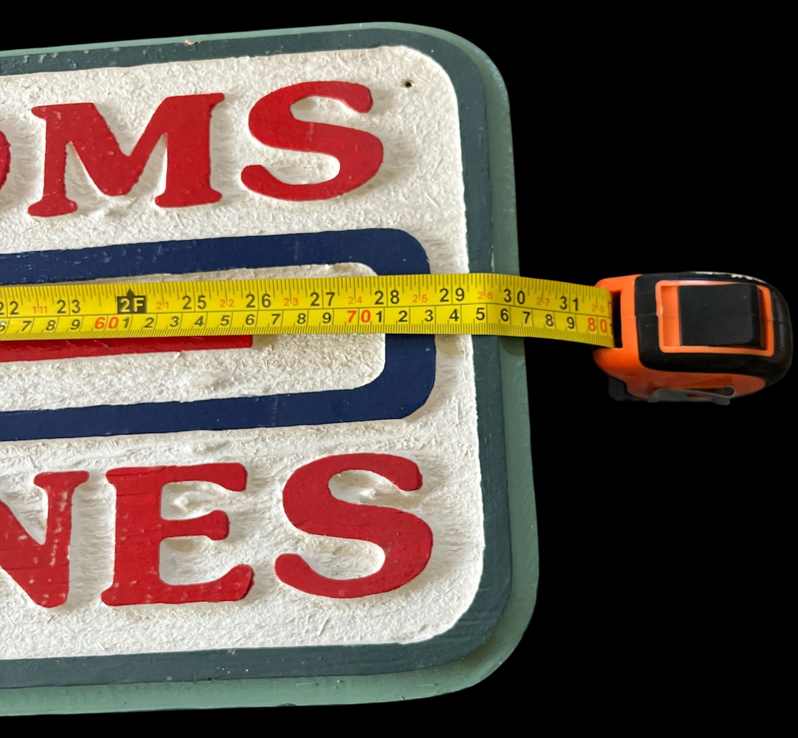 Vintage Hand-Carved Painted Wooden Directional Sign – "Restrooms / Telephones" - 5