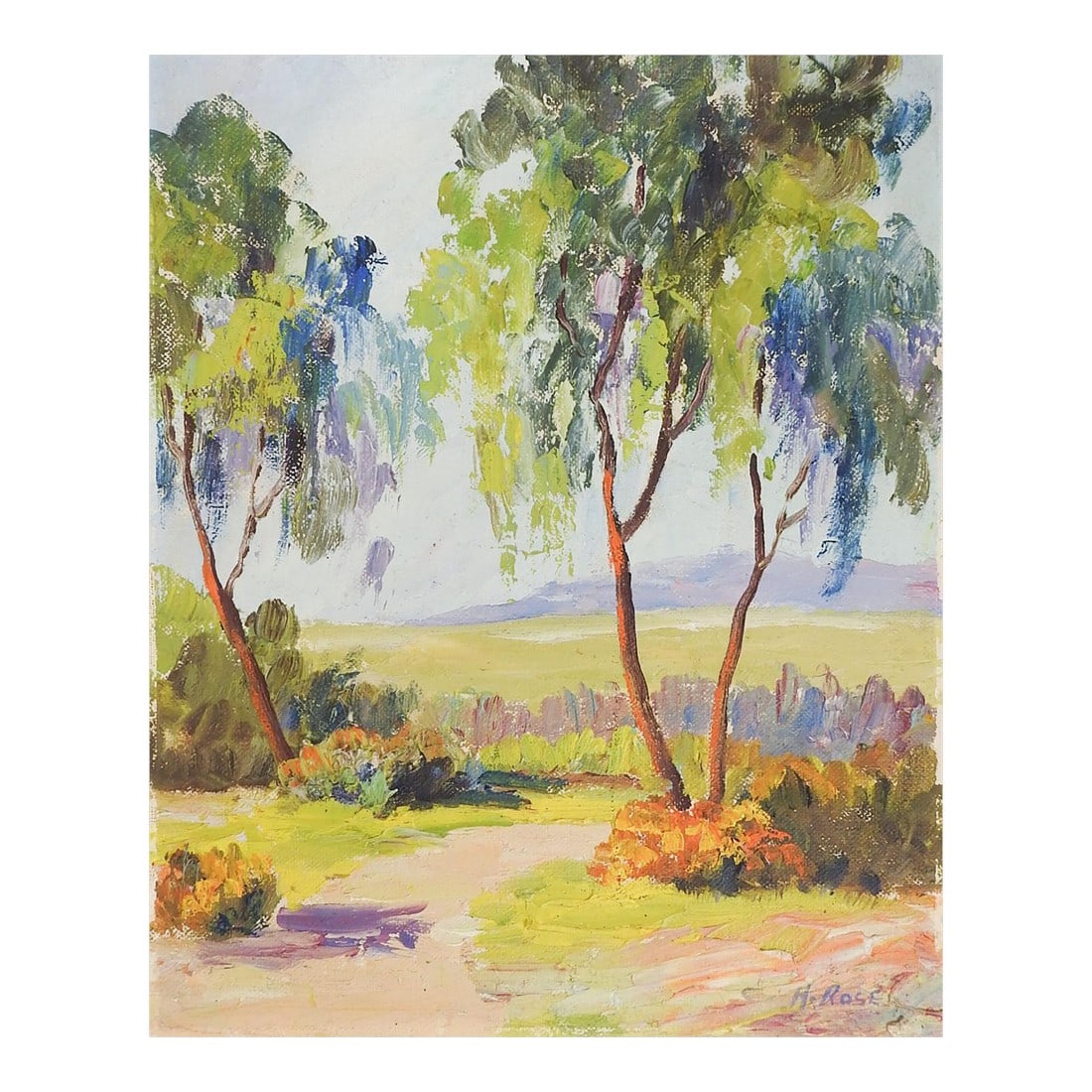 Mid 20th Century Impressionist Eucalyptus Tree Landscape Painting (1 of 3)