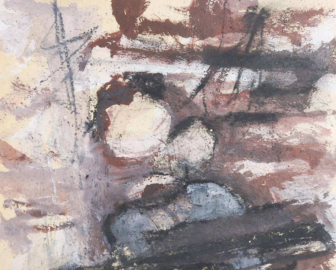 Late 20th Century Abstract Aubergine Mixed Media Painting - 2