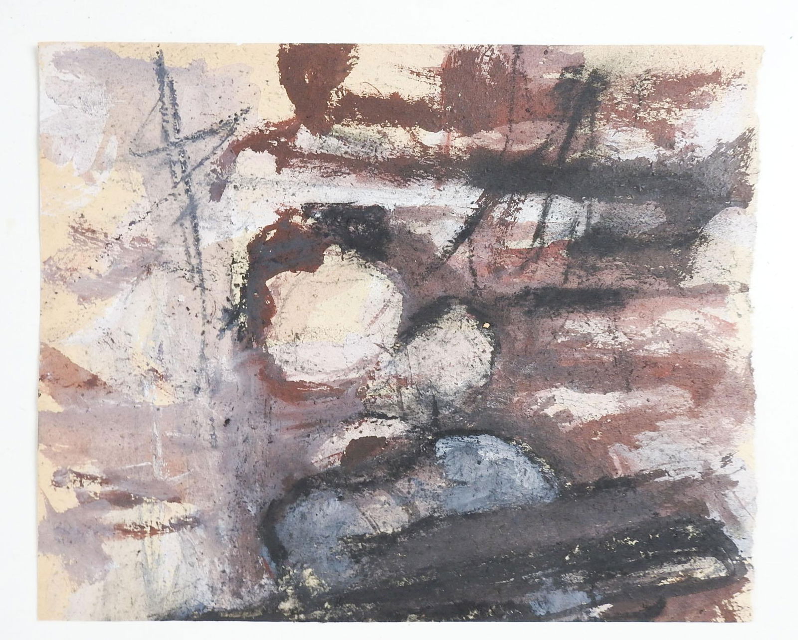 Late 20th Century Abstract Aubergine Mixed Media Painting - 3