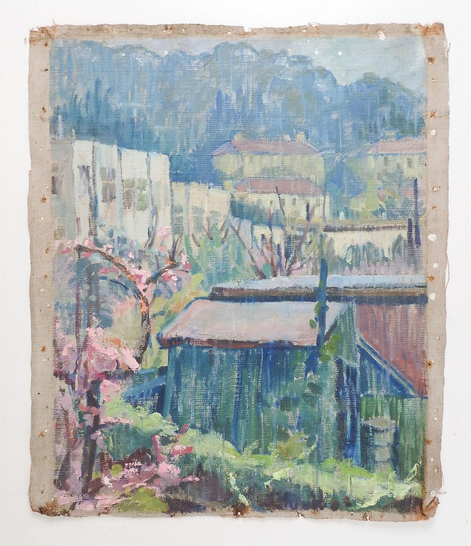 Early 20th Century Impressionist Mountain Village Painting - 3