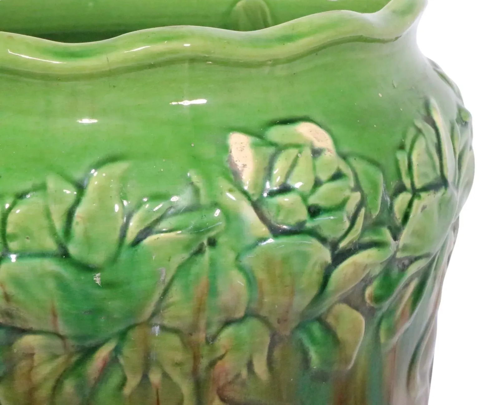 Antique Majolica Umbrella Cane Stand Att. To Roseville Pottery - 12