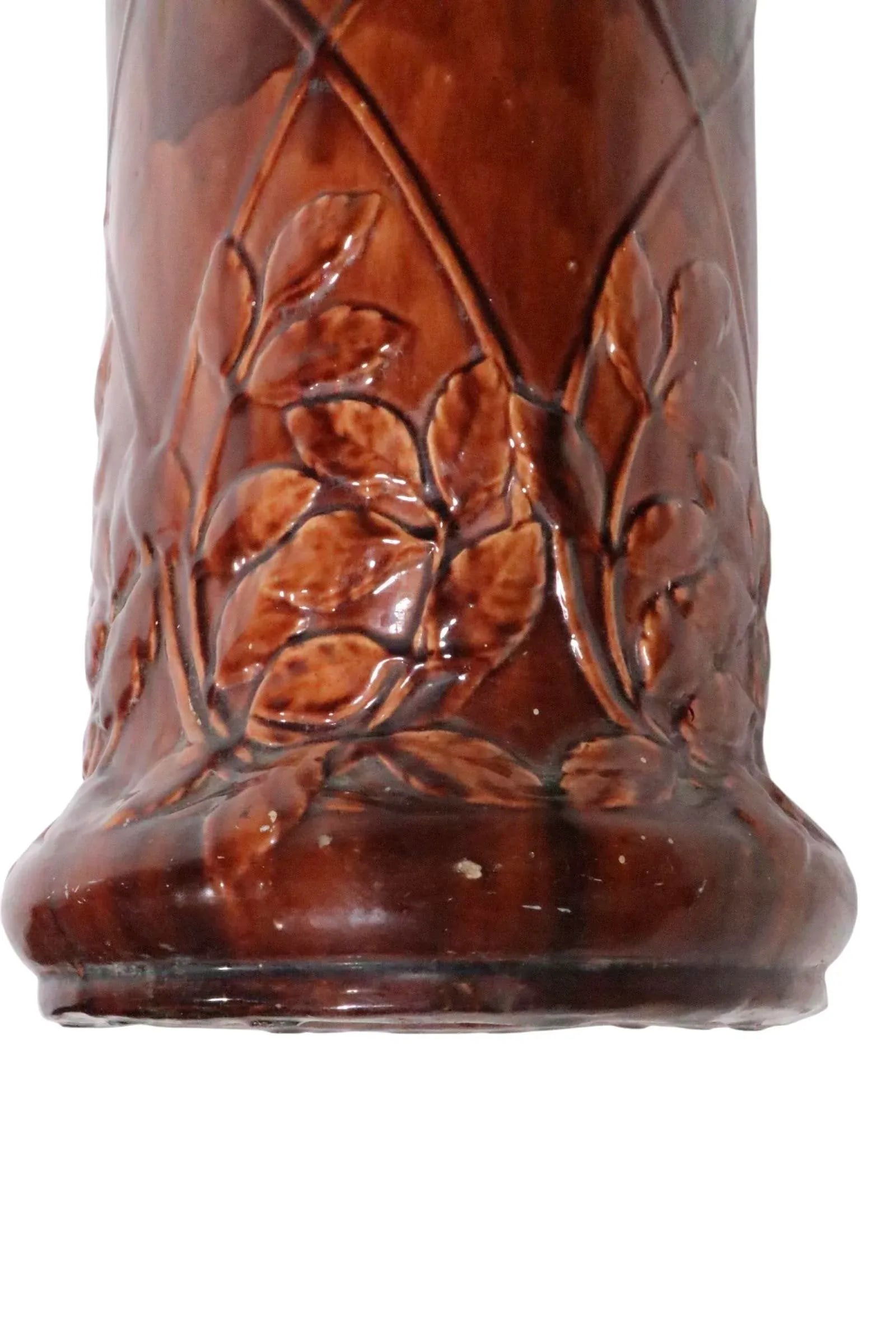 Antique Majolica Umbrella Cane Stand Att. To Roseville Pottery - 14