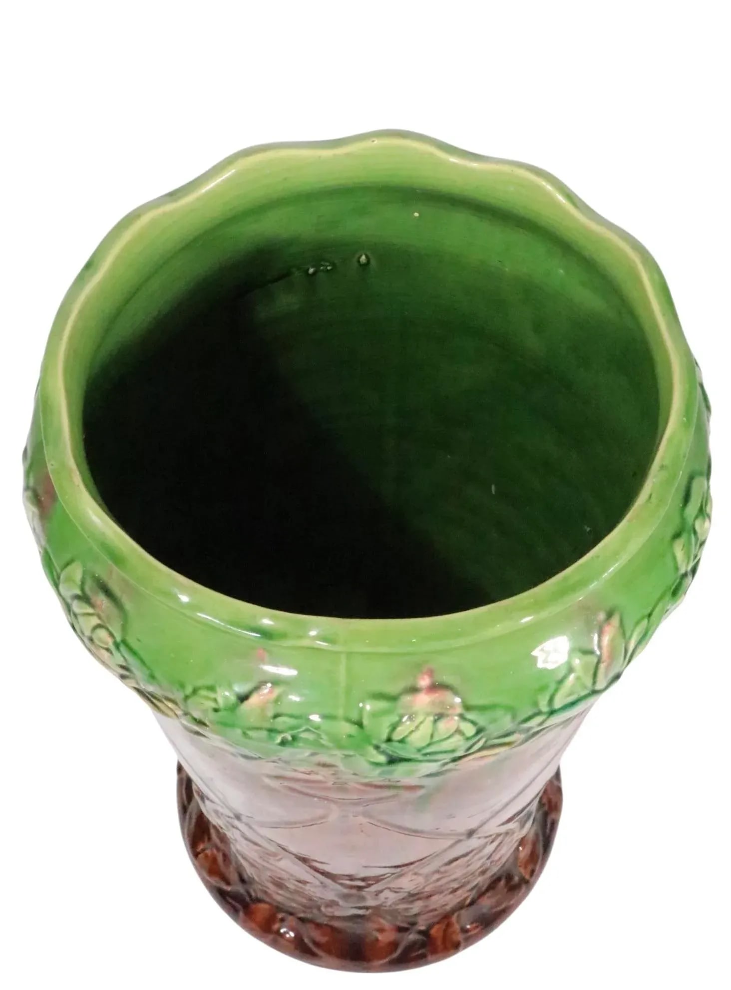 Antique Majolica Umbrella Cane Stand Att. To Roseville Pottery - 6