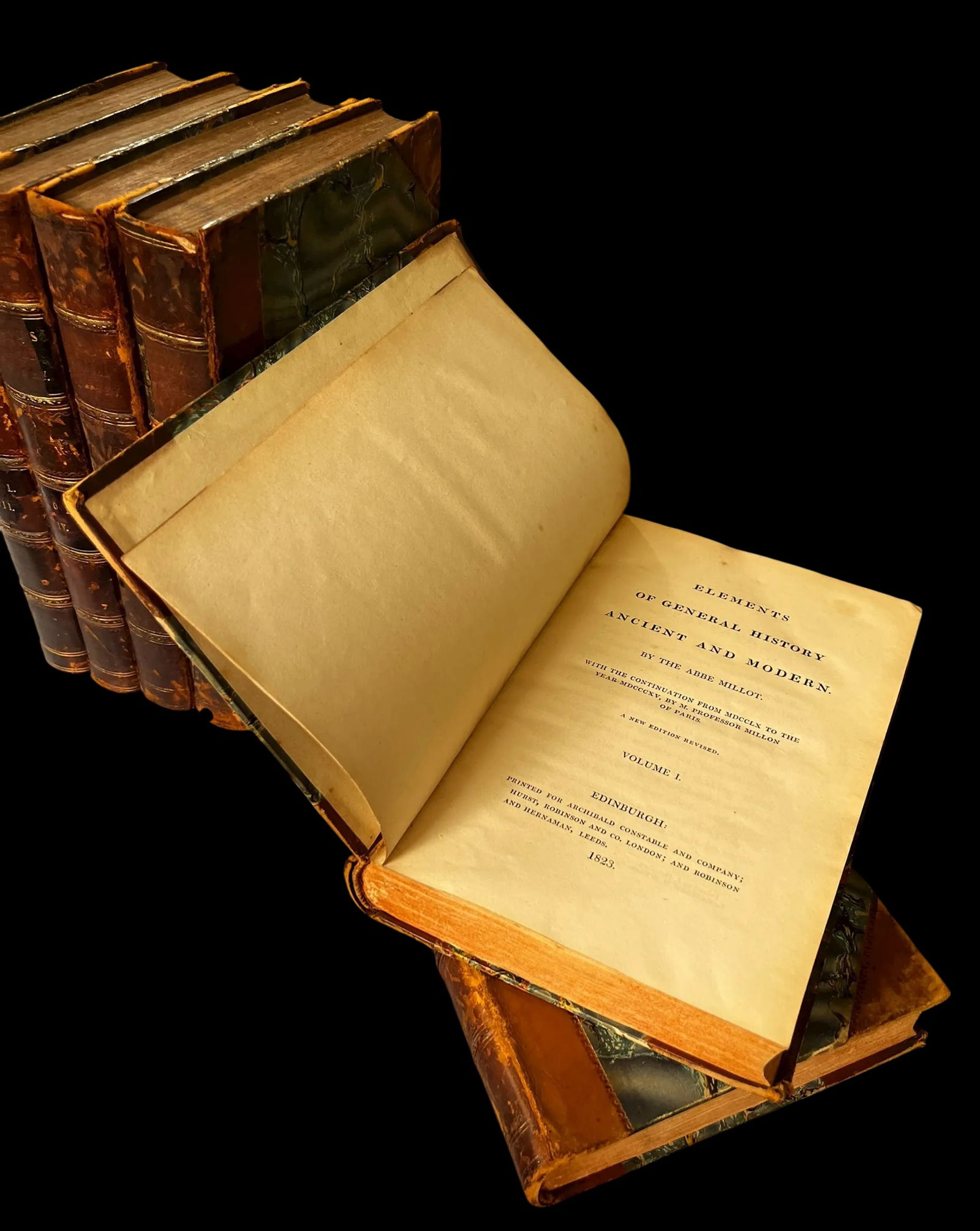 Antique Early 19th Century Leather-Bound Books Â‚Ã„Ã¬ MillotÂ - 4