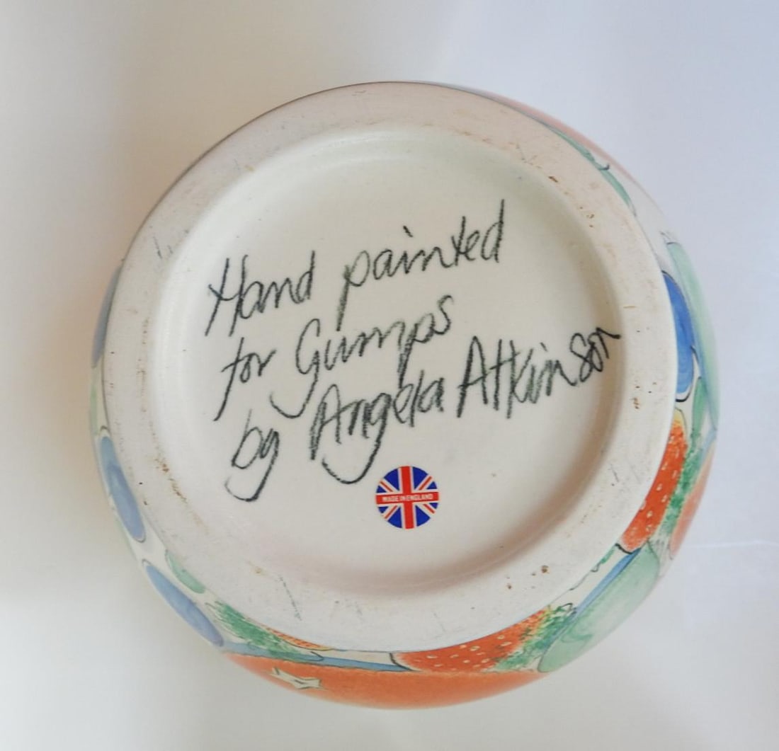 Late 20th Century Angela Atkinson Hand Painted Fruit Vase - 2