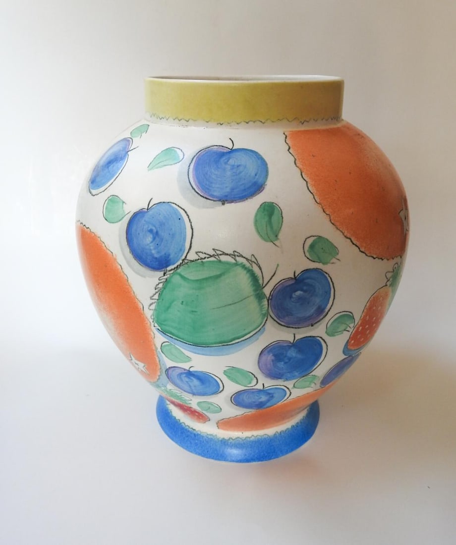 Late 20th Century Angela Atkinson Hand Painted Fruit Vase - 3