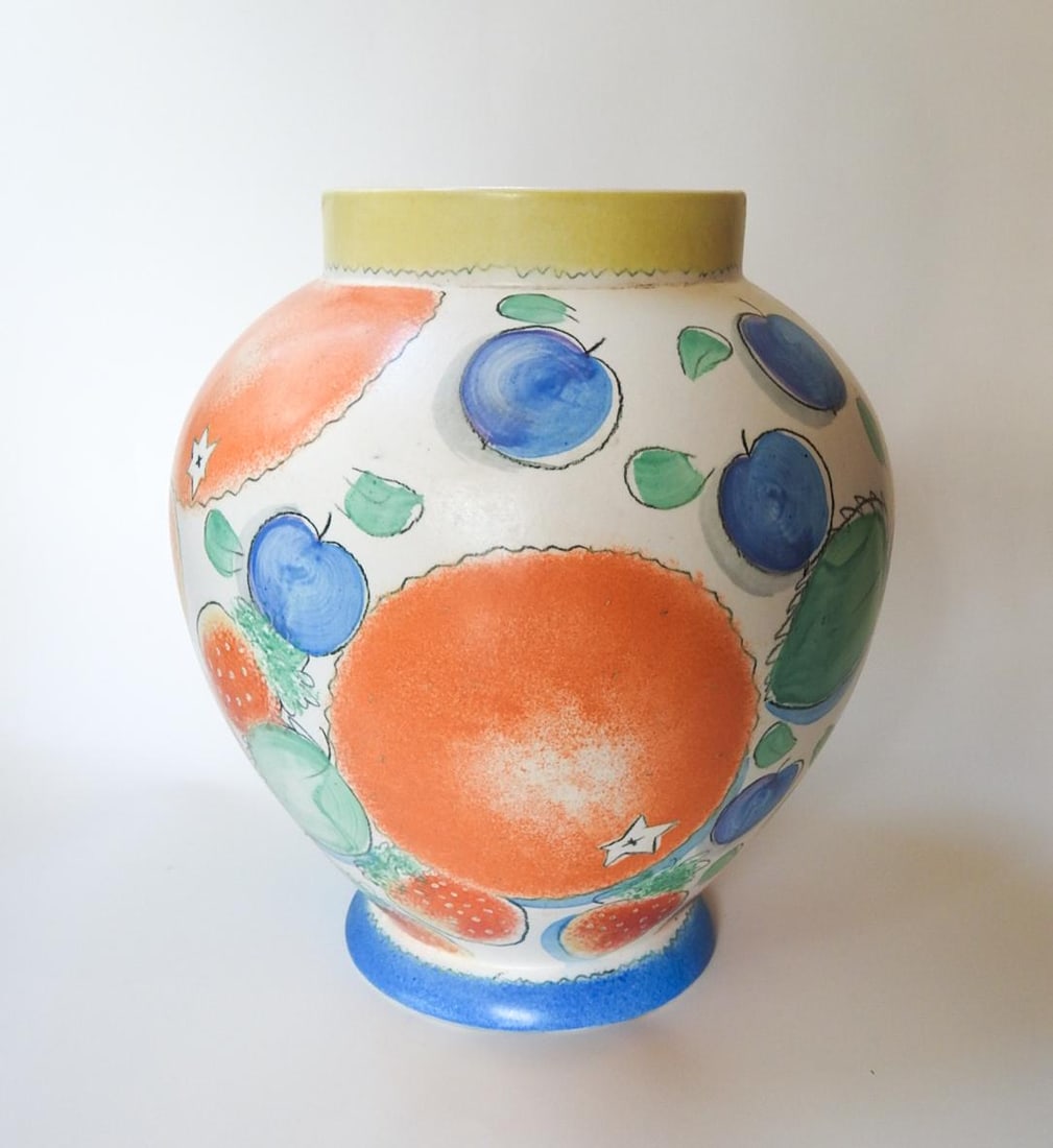 Late 20th Century Angela Atkinson Hand Painted Fruit Vase - 5