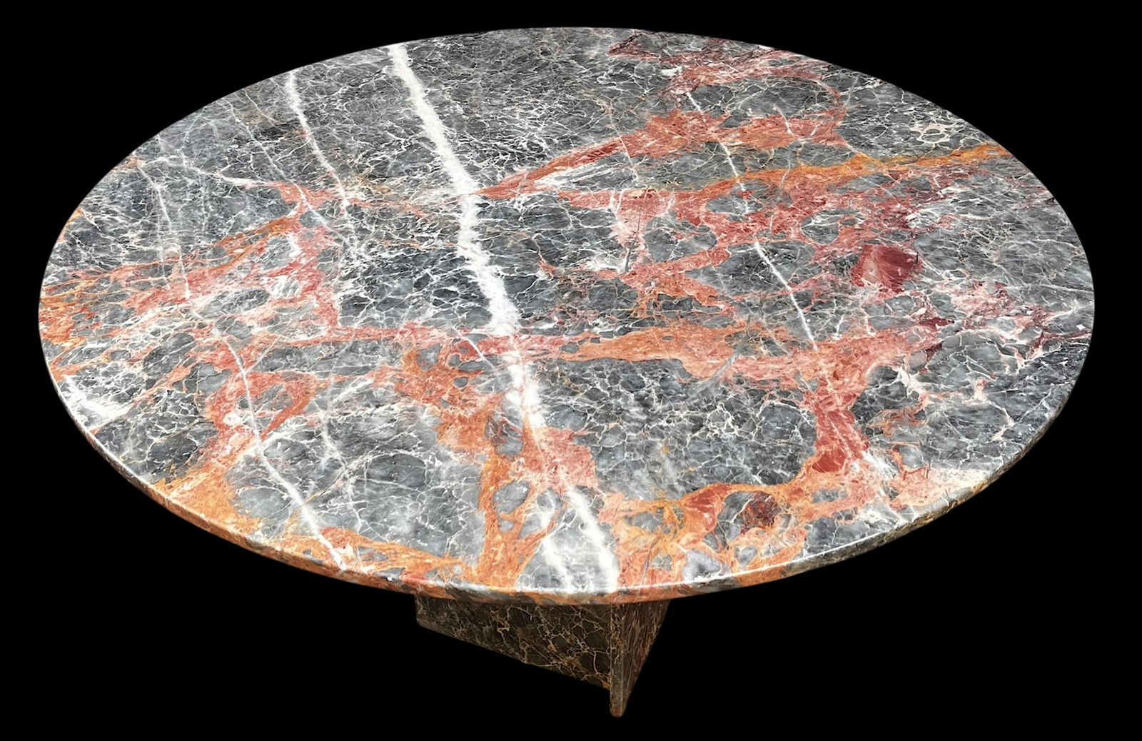 1970s Italian Breccia Pernice Marble Round Dining Table After Maurice Villency – 48" - 2