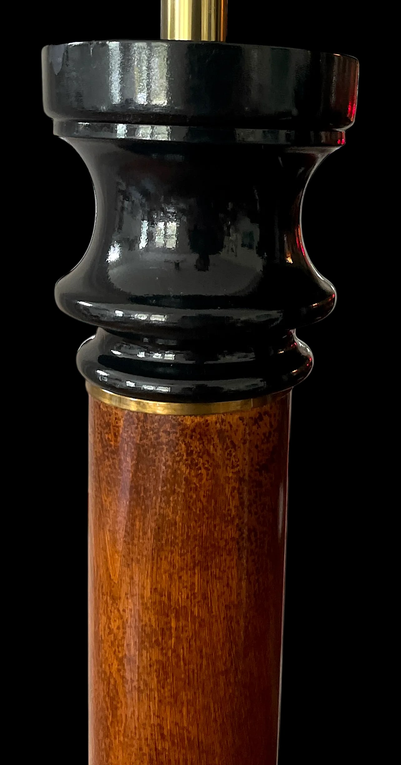 1990s Monumental Neoclassical Style Column Floor Lamps – Wood With Black Lacquered Base and - 5