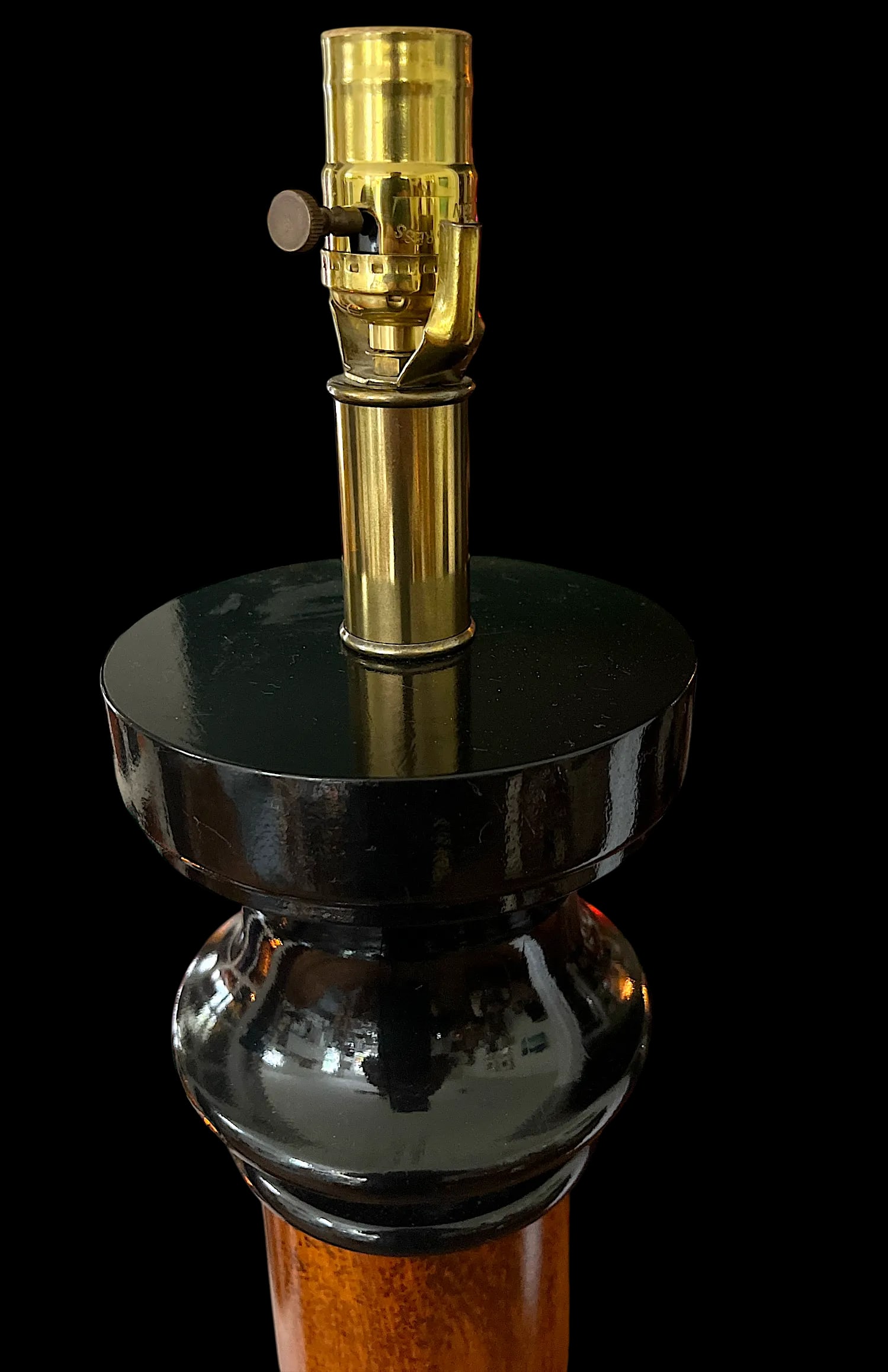 1990s Monumental Neoclassical Style Column Floor Lamps – Wood With Black Lacquered Base and - 7