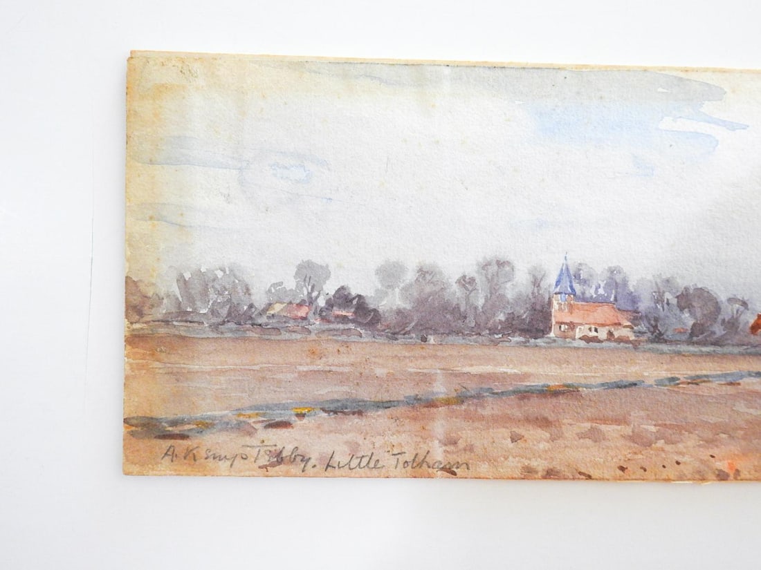 Small Early 20th Century English Pastoral Landscape With Horses Watercolor Painting - 3