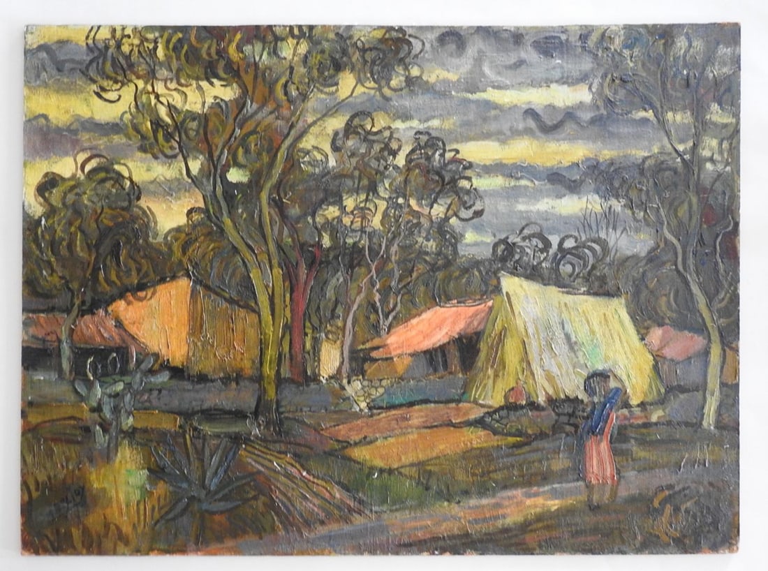 Mid 20th Century Impressionist Forest Village Painting - 4