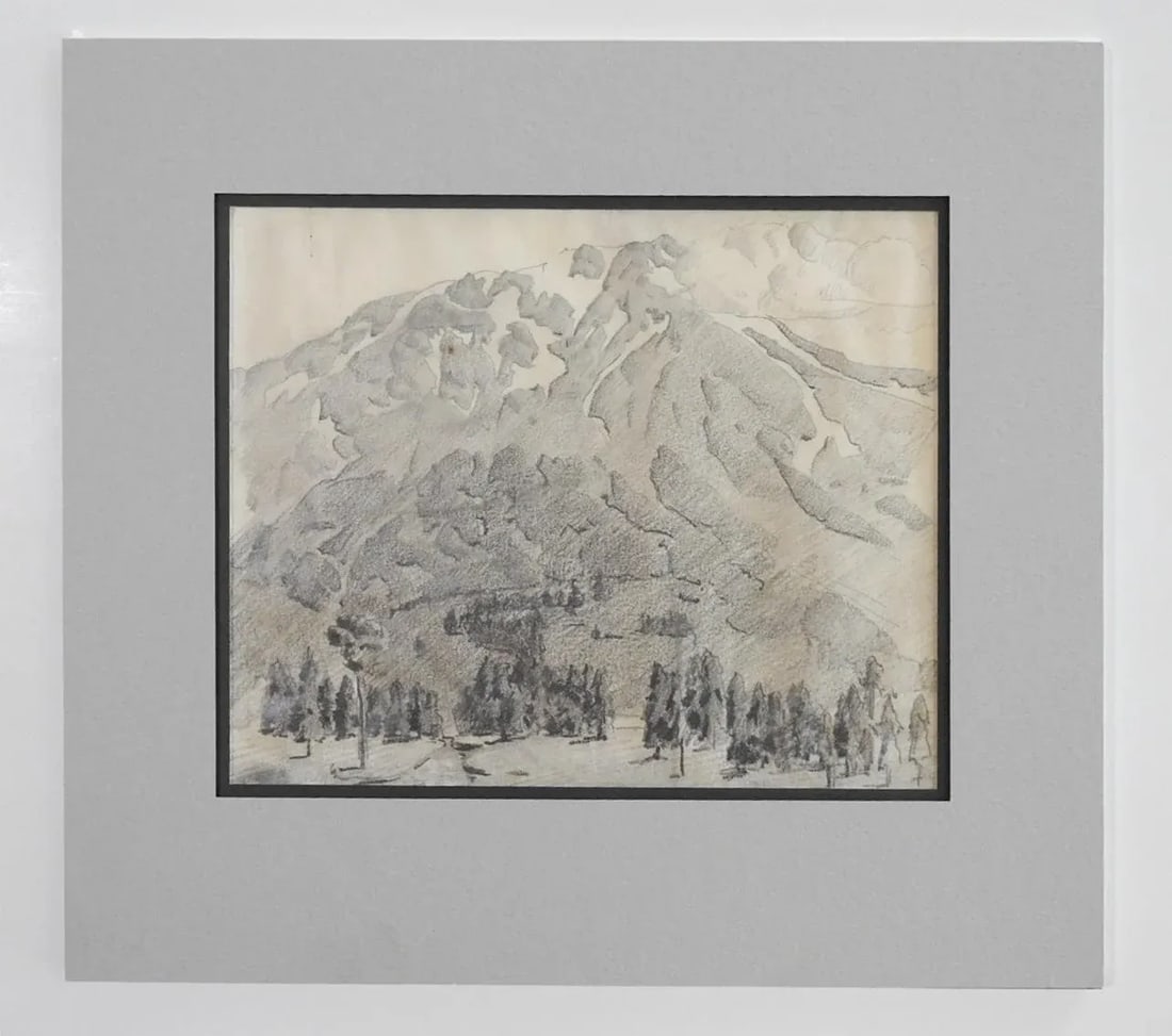 Early 20th Century Ralph Holmes Shasta Mountains Pencil Study Drawing - 2