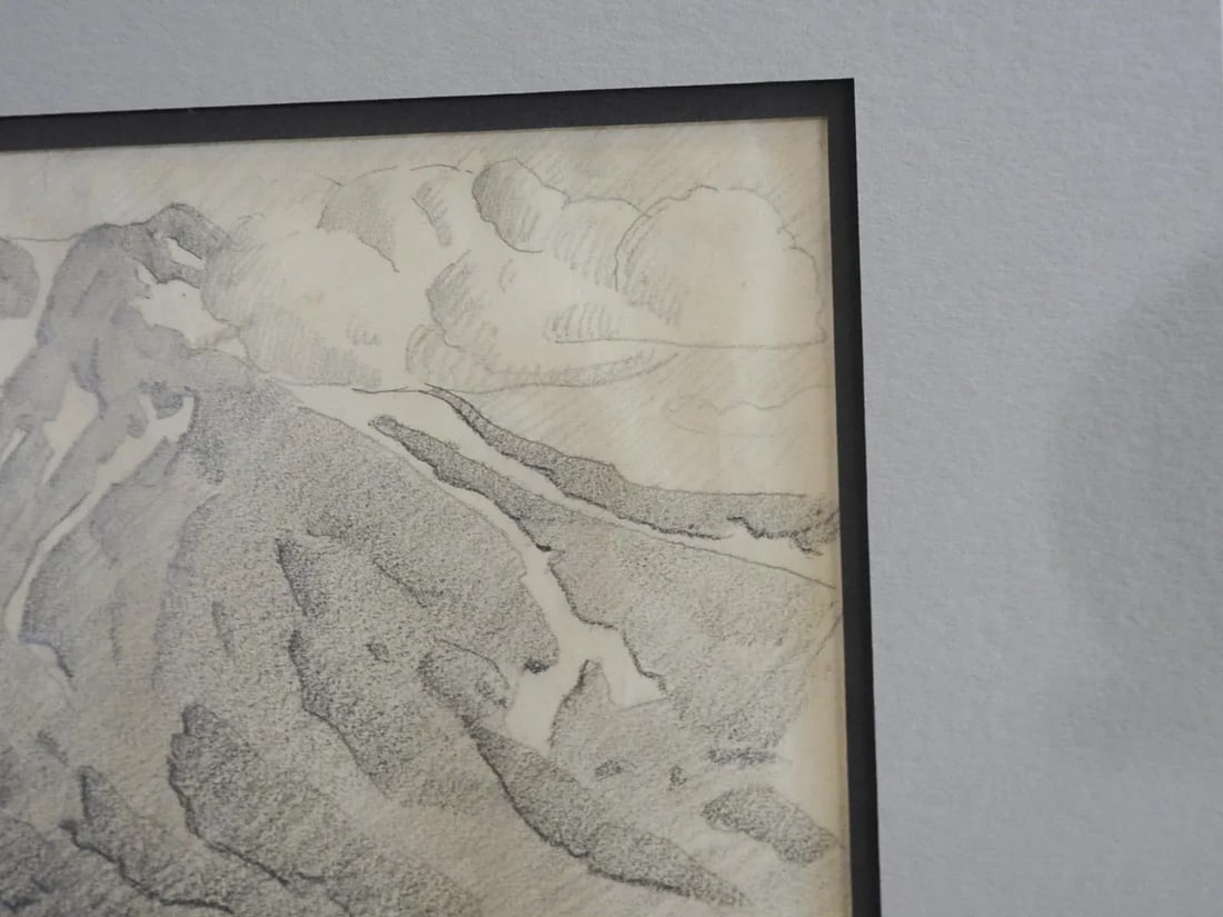 Early 20th Century Ralph Holmes Shasta Mountains Pencil Study Drawing - 5
