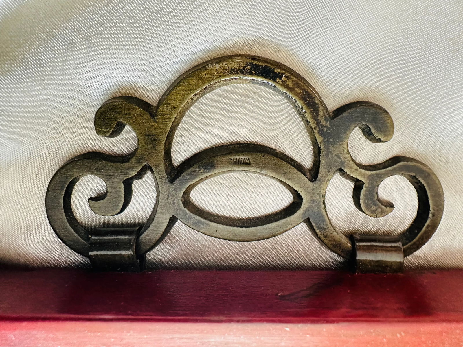 Antique Chinese Elmwood Mirror With Red Lacquer and Gilded Carved Detail - 15