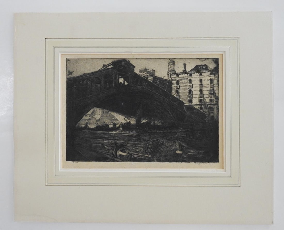 Early 20th Century Clifford Addams Guardi Rialto Bridge Venice Italy Etching - 5