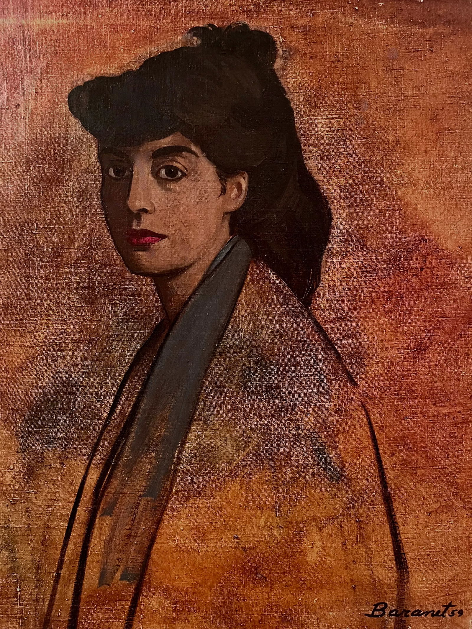 1959 Portrait of a Patrician Woman-Oil on Canvas-Signed - 5