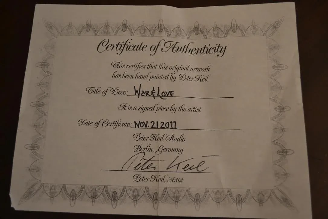 Original Peter Keil "War & Love" Mixed Media Oil Painting - 6