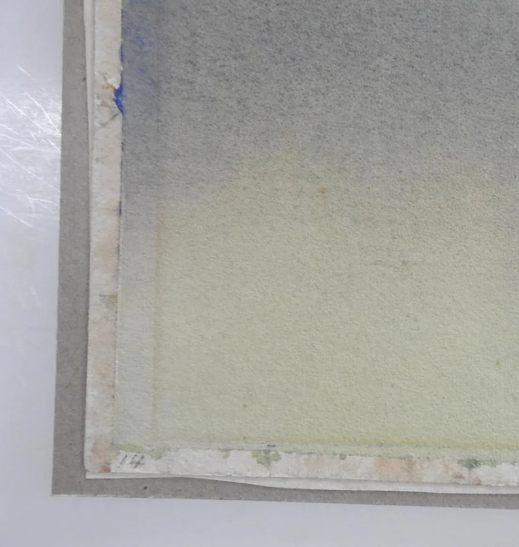 Circa 1930s Japanese Foggy Lake With Lantern Watercolor Painting - 3