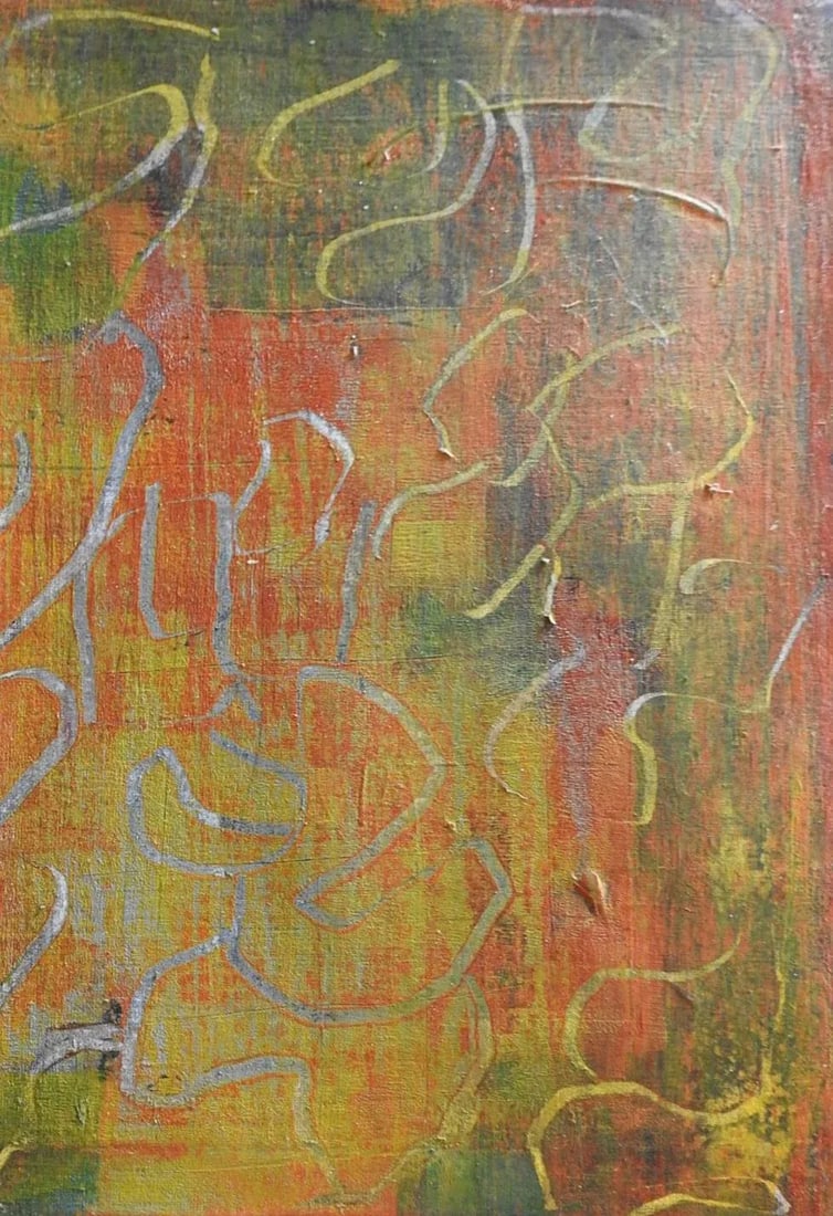 Contemporary Green and Orange Abstract Paintings - A Pair - 2