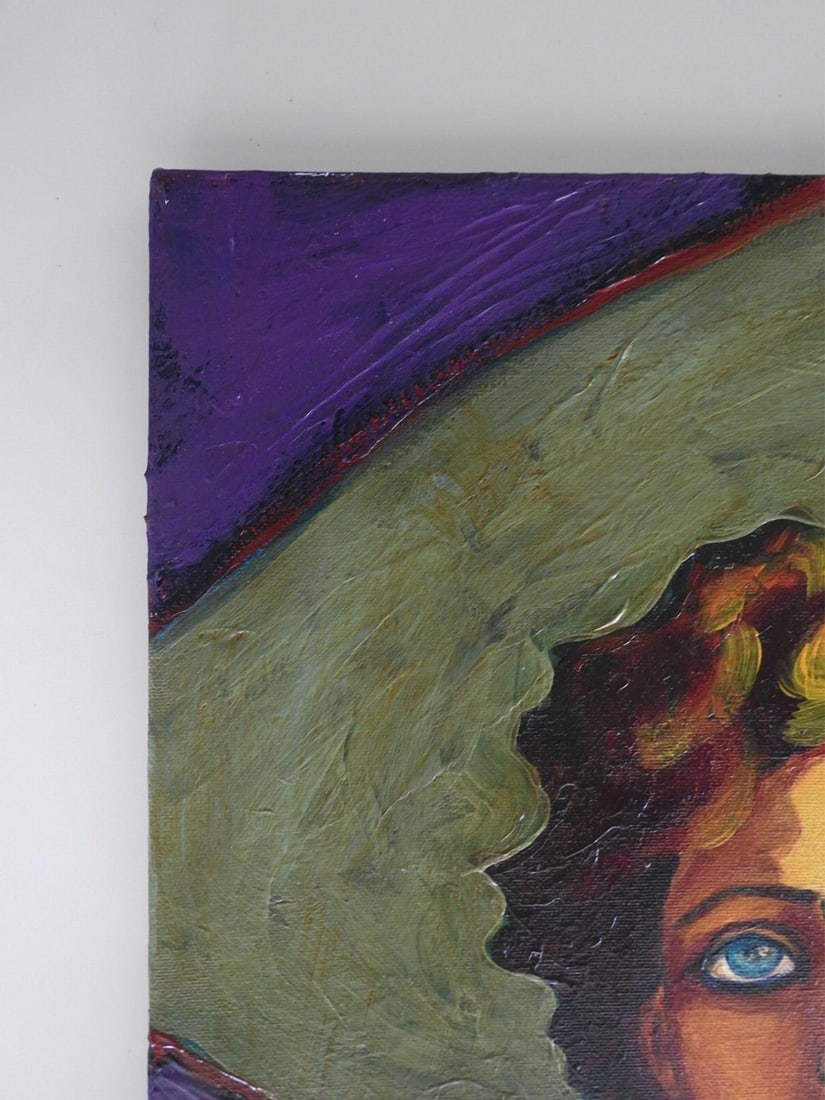 Contemporary Portrait Painting of Woman in Green Hat - 4