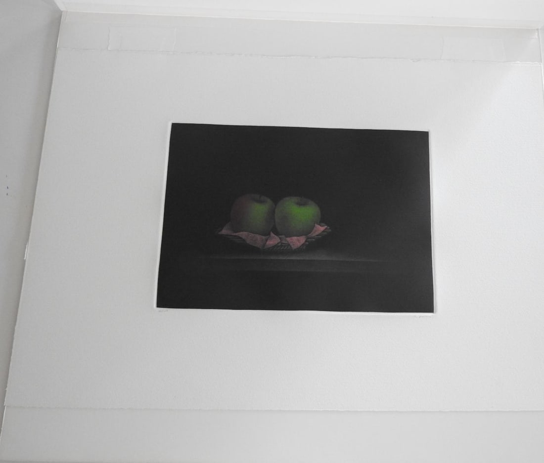 Late 20th Century Tomoe Yokoi Green Apples Still Life Mezzotint - 4