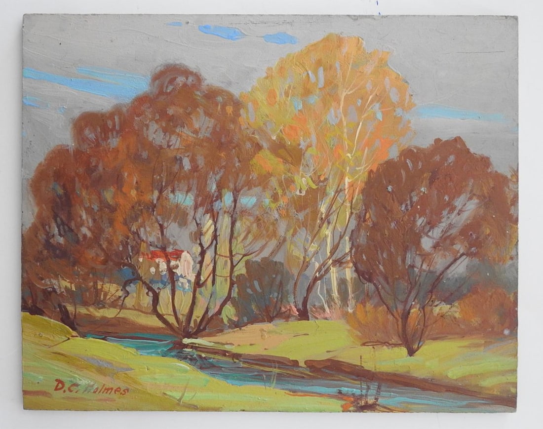 Mid 20th Century Dwight Clay Holmes Impressionist Fall Landscape Painting - 4