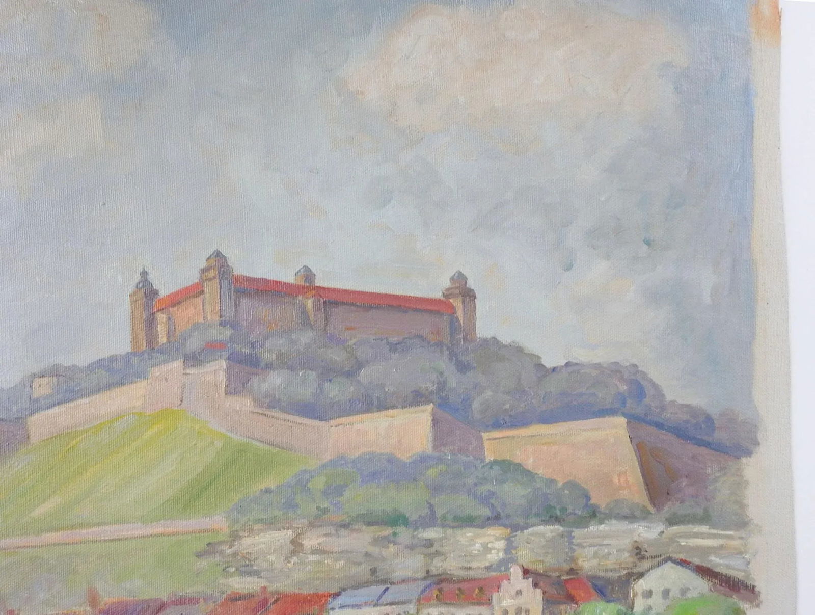 Mid Century Painting Marienberg Fortress Wurzburg Germany - 4