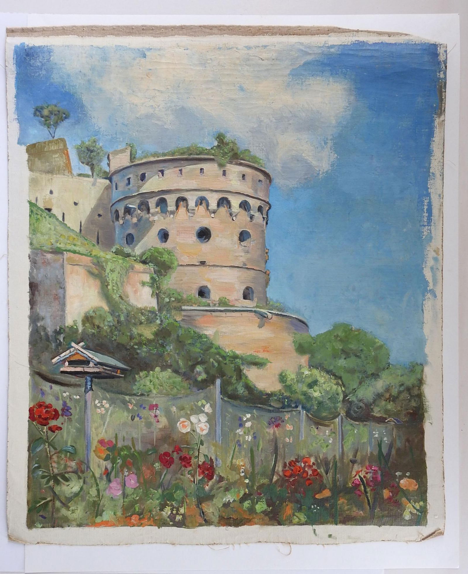 Mid 20th Century Painting Maschikuli Tower Wurzburg Germany - 4
